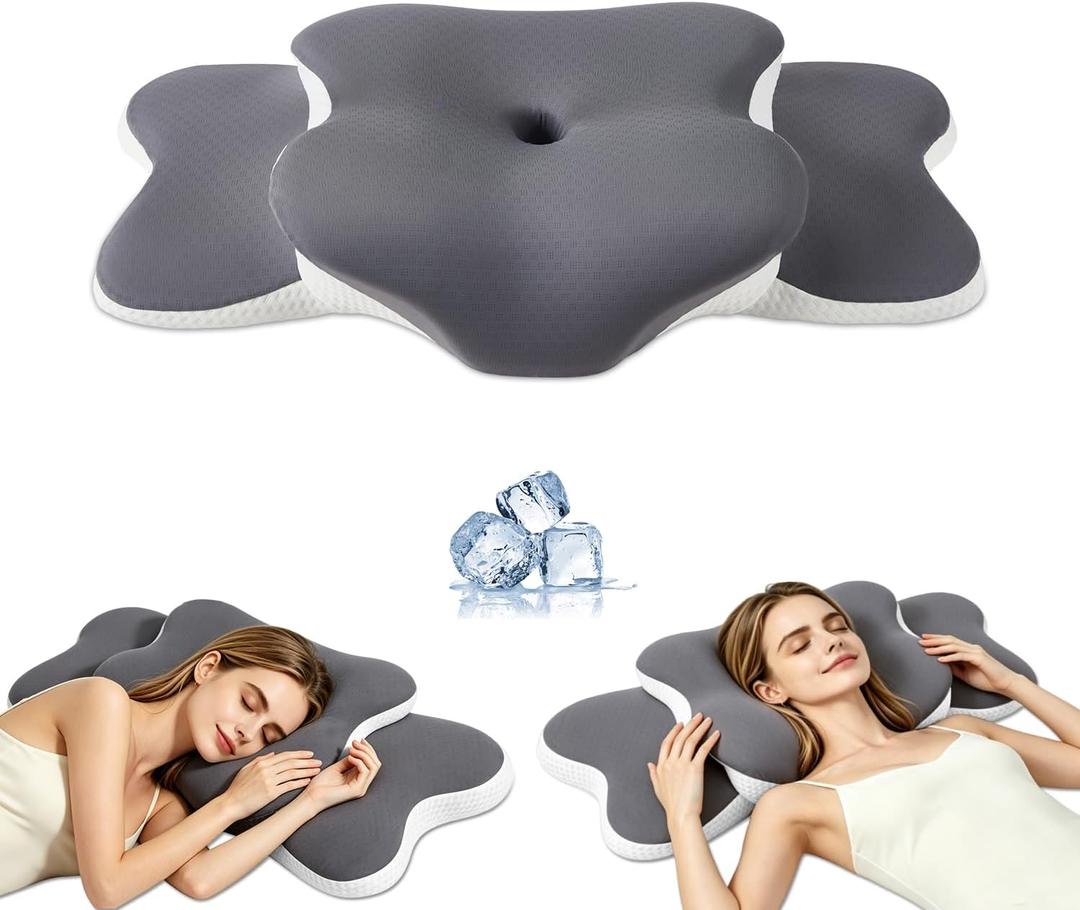 Cervical Neck Pillow for Neck Pain Relief & Side Sleeper | Ergo Pillow for Sleep Apnea, Neck Pain, and Snoring Relief | Orthopedic Memory Foam with Ergonomic Neck Support, Gray, Large