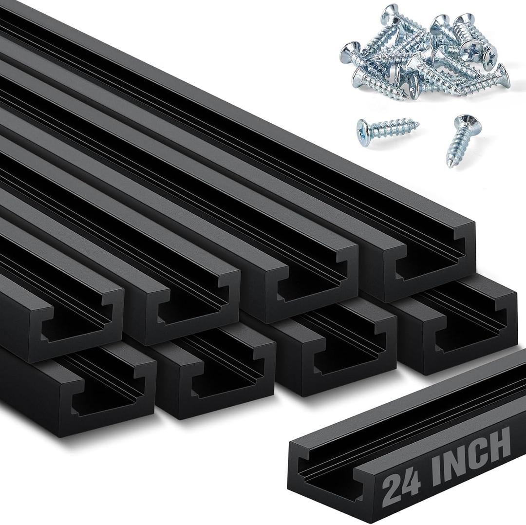 Zonon 8 Pack 24 Inch Double-cut Profile Universal T Track with Predrilled Mounting Holes, Aluminum T Track with Screws for Woodworking Jigs and Fixtures, Drill Press Table, Router Table, Workbench