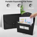 Accordian File Organizer 13 Pocket Expanding File Folder with Labels, A4 Letter Size Paper Document Receipt Organizer Portable Accordion Filing Folder for Classroom, Home, Office (Black+White) (2 Pack / Bk+wh)