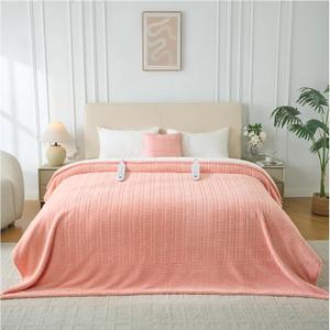 Queen Size Heated Electric Blanket, 84" x 90" Dual Control Fast Heating Sherpa Blanket, 8 Heating Levels & 10 Hours Auto Off, Machine Washable with ETL & FCC Certified, Pink