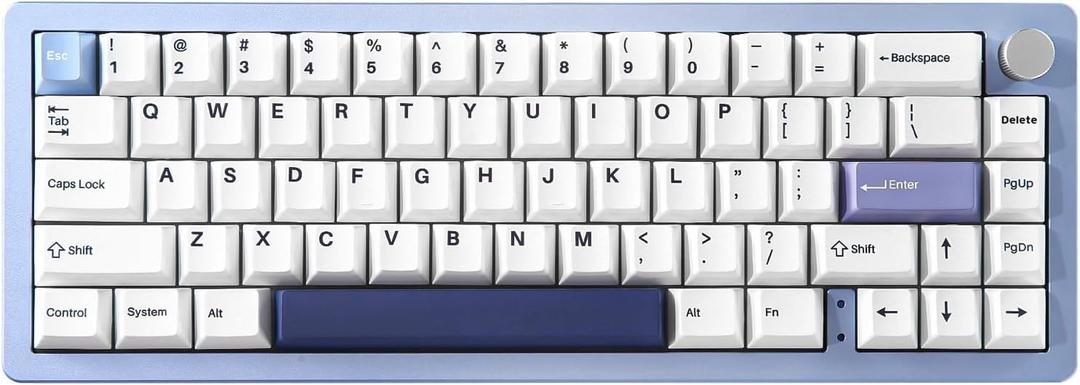 YUNZII AL66 Wireless Mechanical Keyboard,Full Aluminum CNC,65% Knob Control,Bluetooth/2.4G/Wired,Hot Swappable Pre-lubed Switches,Gasket Mounted RGB for Win/Mac(Milk Switch, Blue) (Milk Switch, Blue)