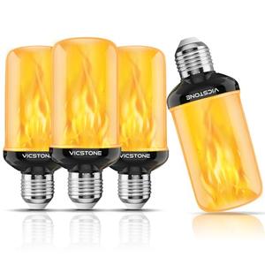 Vicstone Upgraded LED Flame Light Bulbs Christmas Decorations, 4-Mode Flickering Light Bulbs with Upside Down Effect, E26 27 Fire Light Bulb for Porch Party Patio Home Halloween Indoor Outdoor, 4 Pack