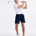 SNOWTEN Men's Classic Fit 7/9/11 Inch Golf Shorts Basic Lightweight Stretch Hiking Casual Short with 2 Pockets and 1 Hidden, Blue, Size: L7.W30