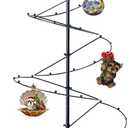HOHIYA 3.3 FT Metal Christmas Tree Spiral Wrought Iron Ornament Display Stand Hanger Wire Hook Hanging for Halloween Swarovski 2024 Decorations Gift Black