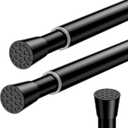 Small Tension Rod 12 To 19 Inches Adjustable Curtain Rods For Windows Tension Curtain Rods Spring Rods No Drill For Doors, Closet, Kitchen,Black Tension Rod 2 Pack