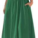 PRETTYGARDEN Women's 2025 Summer Maxi Dresses Beach Sundress Casual Spaghetti Strap Smocked Swing A Line Long Flowy Dress (XX-Large, Dark Green)
