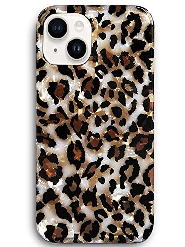 J.west Case Compatible with iPhone 15 Case 6.1-inch, Luxury Sparkle Translucent Clear Leopard Cheetah Print Pearly Design Soft Silicone Slim TPU Protective Phone Case Cover for Girls Women (Bling)