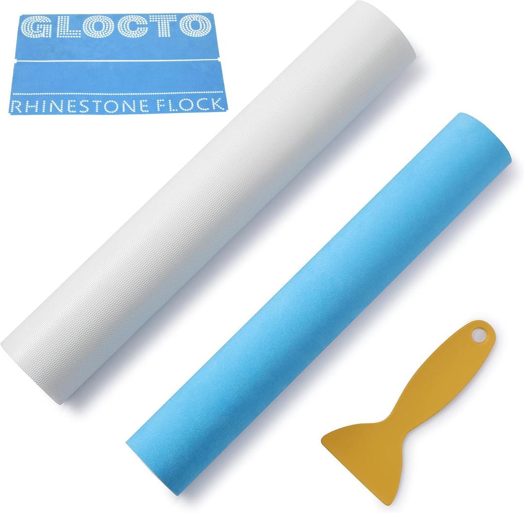 GLOCTO Magic Flock 12" x1yard Hotfix Tape 2yards for Rhinestone Templates Stencil Magic Sticky Flock for Any Cutting Machine