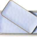 Ceramic Rectangle Serving Platter: 15.6/14.1/12.6 Inch Large Serving Dishes for Entertaining Party, Turkey, Cheese, Sushi, Snack and Dessert, Microwave Dishwasher Safe, Blue
