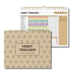 VEX ECOM LTD. Smiley Habit Tracker Calendar - 12 Months Undated Daily Weekly Period Tracker, Motivational Goal & Planner for Atomic Habits, Spiral Binding Self Care Journal, 8"x10"