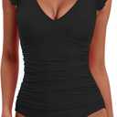 Women's Ruffled One Piece Swimsuit Tummy Control Bathing Suits Swimwear (Medium)