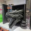 Dragons Awakening Book End Fantasy Book Nook Insert for Dragon Readers Unique Home Decor for Bookshelves & Libraries (Black - 2 Arms)