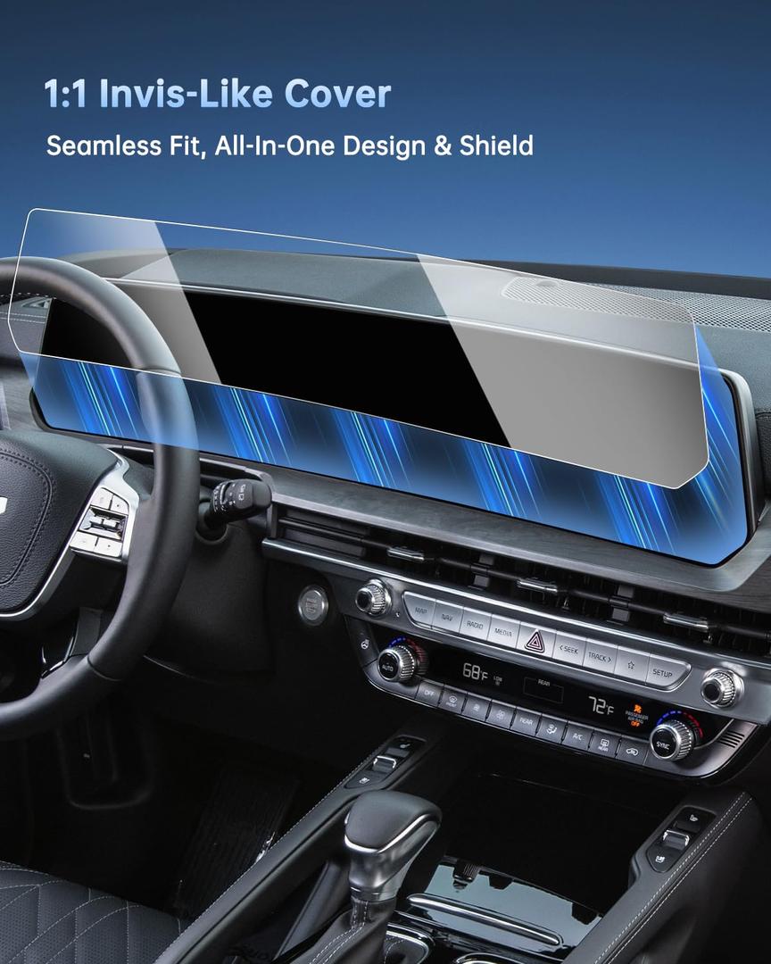 4PCS Car Screen Protector for 2023-2025 Telluride (LX/S/EX/SX/SX Prestige/X-Line/X-Pro) Accessories Navigation& AC Nano Touchscreen Protector Film HD Clear Bubble Free 12.3''