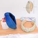 BEGOOD Headbands for Women Glitter Knotted Wide Headbands Fashion Womens Knot Hairbands Sparkly Turban Head Bands Hair Accessories for Girls Blue and Beige