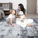 5x7 Area Rug Living Room Rug: Washable Modern Abstract Soft Thin Rug Indoor Floor No Slip Stain Resistant Carpet for Bedroom Dining Room Farmhouse Nursery Home Office - Dark Black