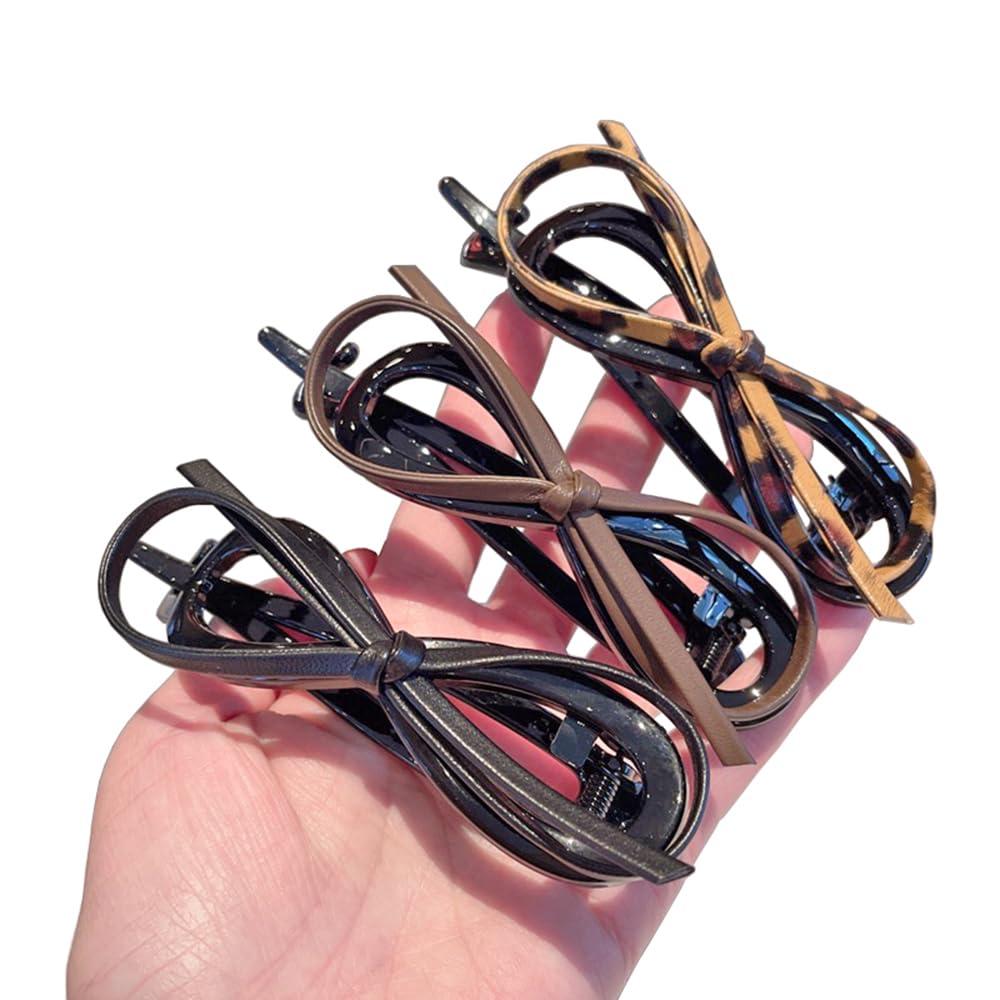 5 x Flat Hair Clips with Bow for Women, Flat Hair Claw Clips for Thick Long Hair, Hair Barrettes with Bow for Women Flat Hair CLips with Hook Flat Hair Clips with Small Teeth