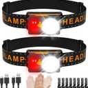 Headlamp Rechargeable, 500 Lumen Super Bright Motion Sensor LED HeadLamp, Headlamp Flashlight with White Red Lights, 6 Modes Lightweight Waterproof Head Lamp for Outdoor Running, Camping Hiking (Y013-2Pack)