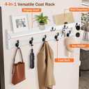 29'' Coat Rack Wall Mount with Shelf, Coat Hanger Wall Mount with Key Hooks and Mail Holder, Wood Entryway Floating Shelf with Hooks and Storage, Hat Rack for Wall Key Holder Mail Organizer