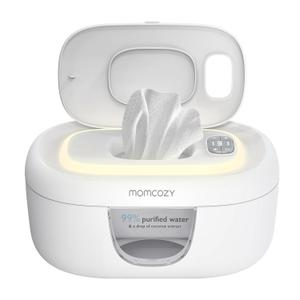Momcozy Baby Wipe Warmer, Innovative Spring Design, Large Capacity Wipes Dispenser for 60-80pcs, Fast & Even Heating, 4 Modes of Temperature Heating Control, Diaper Wipe Warmer with Night Light, Grey (Regular)