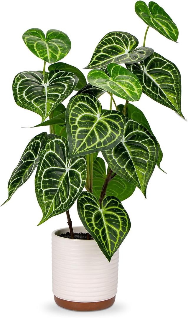 Fake Plants 21.7'' Tall Faux Plants Tall Artificial Plants Indoor with Pots Fake Potted Plants Artificial Decor Silk Plants Fake Crystallinum for Home Living Room Bedroom Bathroom Office Decoration