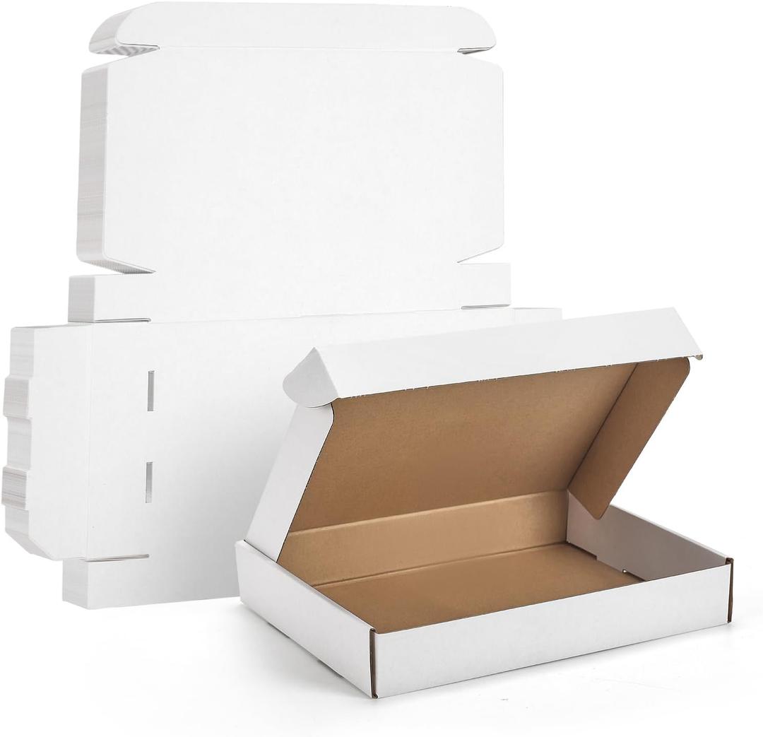 WIFTREY 20 Pack 12x9x2 Shipping Boxes, White 12 x 9 x 2 Corrugated Cardboard Box for Packaging Small Business, Moving, Literature Mailing