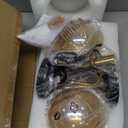 Wall Sconces Set of Two Black and Brass Gold  Plug in Wall Sconces Set of 2 with Globe Amber Glass Shade Wall Lights Wall Lamps for Bedrooms Sconces Wall Decor Set of 2 with Plug in Cord Switch