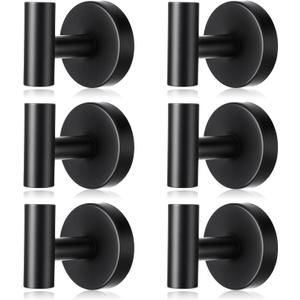 Shimeyao 6 Pack Suction Cup Hooks for Shower 15lbs Heavy Duty Stainless Steel Towel Hooks No Drill Waterproof Rustproof Hanger for Bathroom Kitchen Wall Loofah Robes (Hanging Hook,Matte Black)