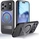 Magnetic for iPhone 17 Pro Max Case with Kickstand [with Screen Protector] Wireless Charging, Hidden Kickstand, Anti-Fingerprint Shockproof Protective Cover, Phone Case with Stand, 6.9'' inch 2025 (Black)