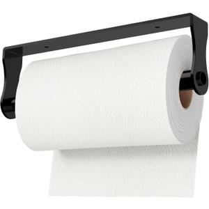 Paper Towel Holder-Under Cabinet Paper Towel Holder for Kitchen,Adhesive Paper Towel Roll Rack for RVs,Matte Black Wall Mounted Paper Towel Rack Under Counter,SUS304 Stainless Steel