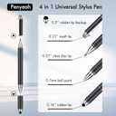 Penyeah Stylus Pen, 4 in 1 Disc Stylus Pens for Touch Screens, High Precision and Sensitivity Universal Capacitive Stylus, Stylist for Tablets,iPhone,iPad,Laptops with 4 Replacement Tips - Black