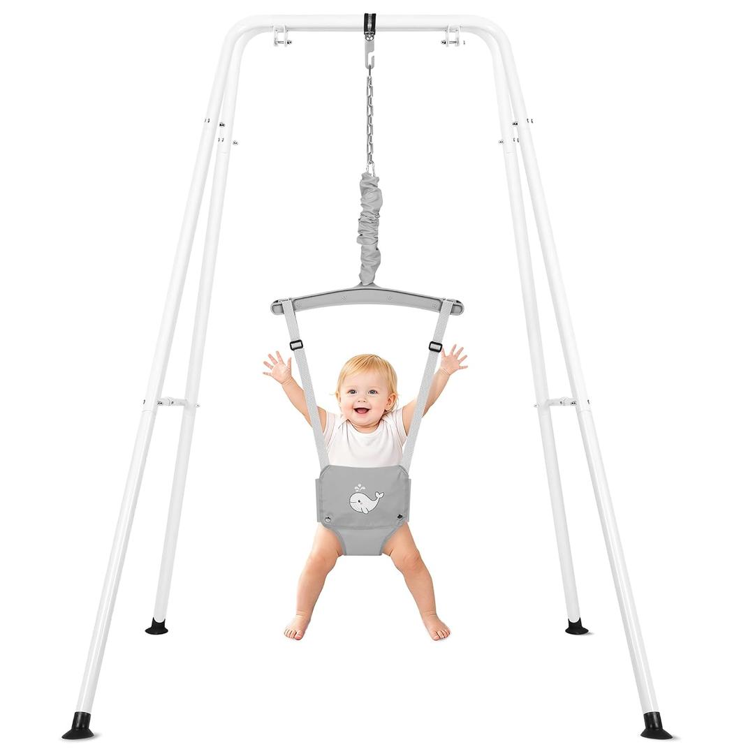 Baby Jumper with Stand, Foldable Baby Bouncer for Infants 6-24 Months
