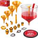 Ultimate No Spill Coolant Funnel Kit - 19-Piece Spill-Free Radiator Funnel Set, Spill Proof Radiator Bleeder Kit, Coolant Filling, Radiator Filler, Extra Funnels and Adapters for Universal Vehicle (19 PCS - Classic Edition)