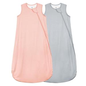 Supersoft Rayon Made from Bamboo Sleep Sack 18-24 Months 0.5 Tog Lightweight Toddler Sleep Sack 2t Baby Wearable Blanket with 2-Way Zipper Summer Unisex Sleeping Bag for Babies (2 Pack) Pink & Gray
