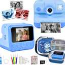 Kids Instant Print Camera, 30MP 1080P HD Digital Camera for Boys Girls with Color Pens & 32GB Card, Christmas Birthday Gifts Kids Toys for 3-12 Years Old (Blue) (blue with Bonus Carry Bag)
