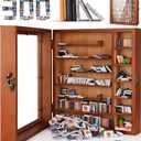 NiHome Anxiety Bookshelf Set with 300PCS Colorful Mini Books for Book Lovers, Handmade Wooden Display Shelf Reading Corner Decor, Micro Book Collection Decorative Organizer for Home, Office, Bedroom