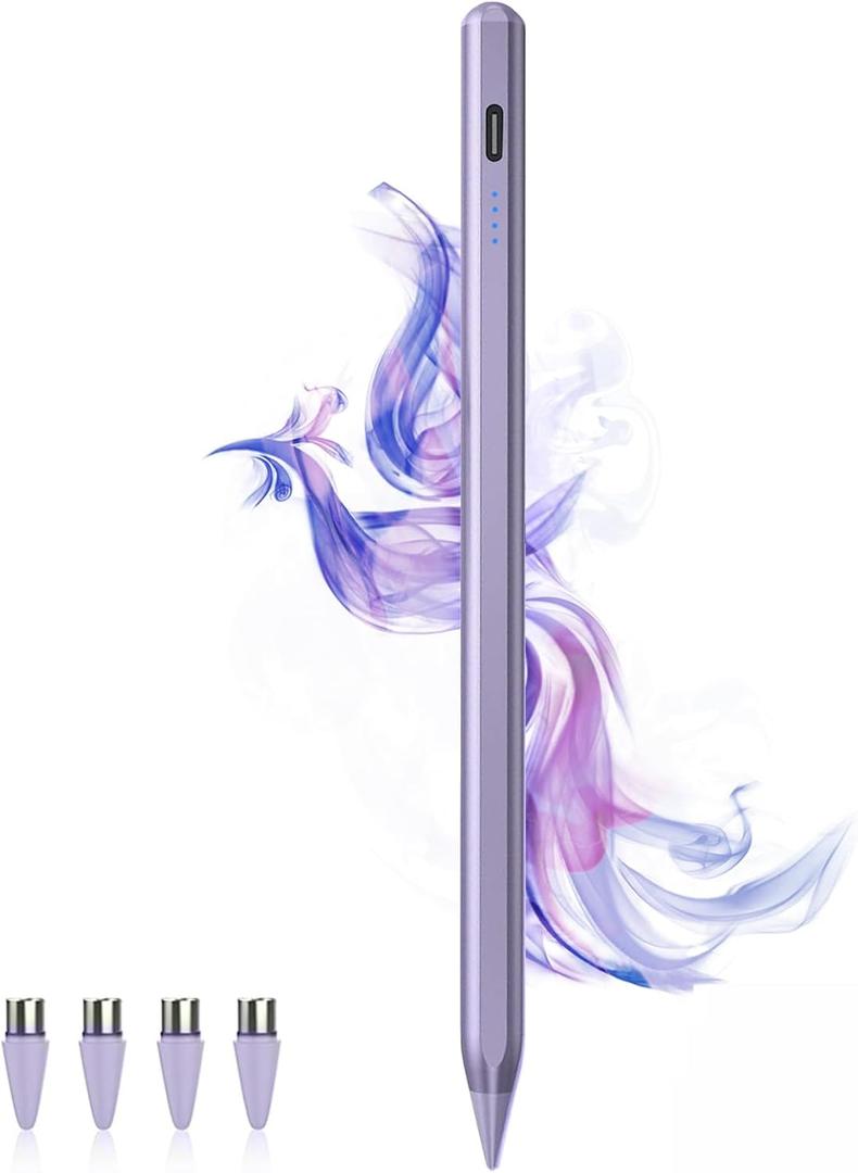 Stylus Pens for Touch Screens Power-Display Tablet Pen POM Tip Magnetic Digital Touch Pen Compatible with iPhone/iPad/iPad Pro/Lenovo/and Other iOS/Android Smartphone and Tablet Devices (Purple)