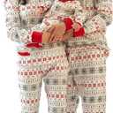 Butterblu JAMIE Matching Family Jammies Christmas Pajamas Organic Cotton PJs Womens, Mens, Kids, Toddlers, Baby, Pets (0-3 Months, Nordic Fair Isle Ivory)