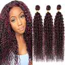 P1B/99J Burgundy Bundles Human Hair 20 22 24 Inch Curly Bundle P1B/99J Highlight Burgundy Human Hair Bundles Highlight 12A Unprocessed Brazilian Virgin Hair Quick Weave for Black Women