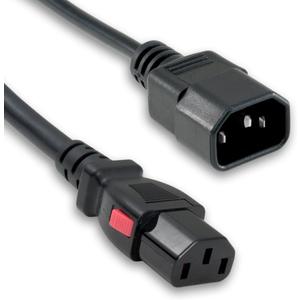 2M(6ft 7in) Universal Wire IEC C14 to Locking IEC C13 Auto-Lock