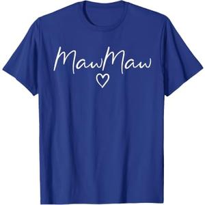 Mawmaw Gifts for Women Grandma Heart Mother's Day Mawmaw T-Shirt (Blue, XXL)