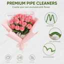 Muyuguit 400 Pcs Pipe Cleaners Craft Kit,Pink Pipe Cleaners Bulk for DIY Flower Bouquet,Multicolors Chenille Stems with Floral Wires, Gardening Tape, Stamen & Ribbon