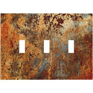 Rust Old Rusty Copper Rustic 3 Gang Light Switch Cover Decorative Triple Toggle Wall Plate Electrical Faceplate Switch Plug Face Plate
