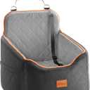 Dog Car Seat for Small Dog, Booster Seat for Dogs Under 30lb, Elevated Pet Seat with Pockets, Anti-Slip Bed for Car, Perfect for Front & Back Seats with Safety Leash (Black/Grey, Medium)