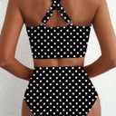 Herseas Women's 2 Piece Bikini Sets Twist Front Top Lily Print Swimsuits High Waisted Bathing Suit Beach Summer Swimwear (L)