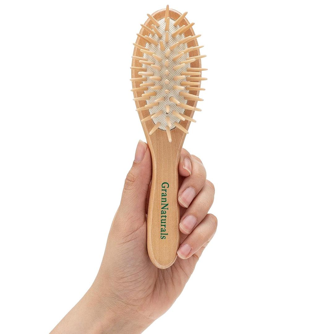 Small Hair Brush for Purse - Wooden Bristle Detangler Hairbrush For Detangling Women, Men & Kids Wet or Dry Hair - Natural Wood Handle & Bristles - Travel Size and Fits in Pocket or Purse (1 Count (Pack of 1))
