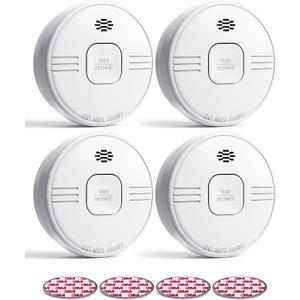 Ecoey Smoke Detector 10 Year Battery Operated with Photoelectric Sensor, Smoke Detectors with Silence Function & Low Battery Signal, Smoke Alarm for Home, Kitchen and Bedroom, Smoke Detectors 4 Pack