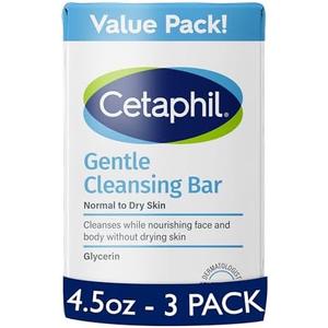 CETAPHIL Gentle Cleansing Bar, 4.5 oz Bar (Pack of 2), Nourishing Cleansing Bar For Dry, Sensitive Skin, Non-Comedogenic, Non-Irritating For Sensitive Skin