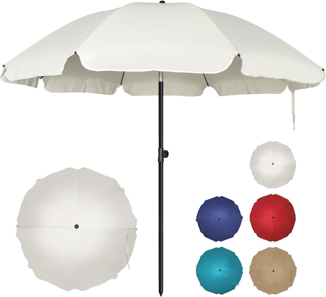 Blissun 6.5ft Patio Umbrella with Push Button Tilt & Height Adjustable, UV50+ Sun Protection with Sturdy Fiberglass Ribs & Iron Pole, Market Umbrella for Outdoor Table Garden Backyard Beach