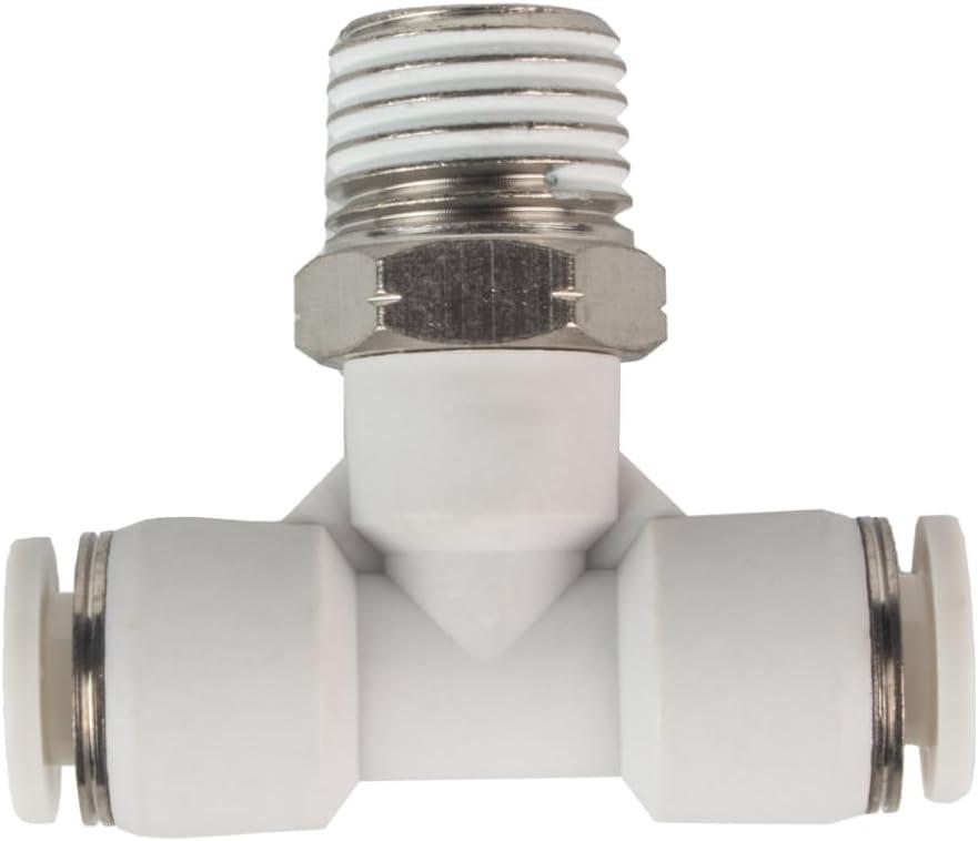 BLCH PNEUMATIC Male Branch Tee 1/4 Inch Tube OD x 3/8 Inch NPT Pneumatic Push To Connect Fittings Tee Air Fittings PT1/4-N03 (Pack of 10) (White)