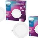 PHILIPS LED 60W Slim 6-inch Canless Downlight 2-Pack Selectable White Multi-CCT 1000 Lumen (11.5W = 60W) Dimmable No Housing Required